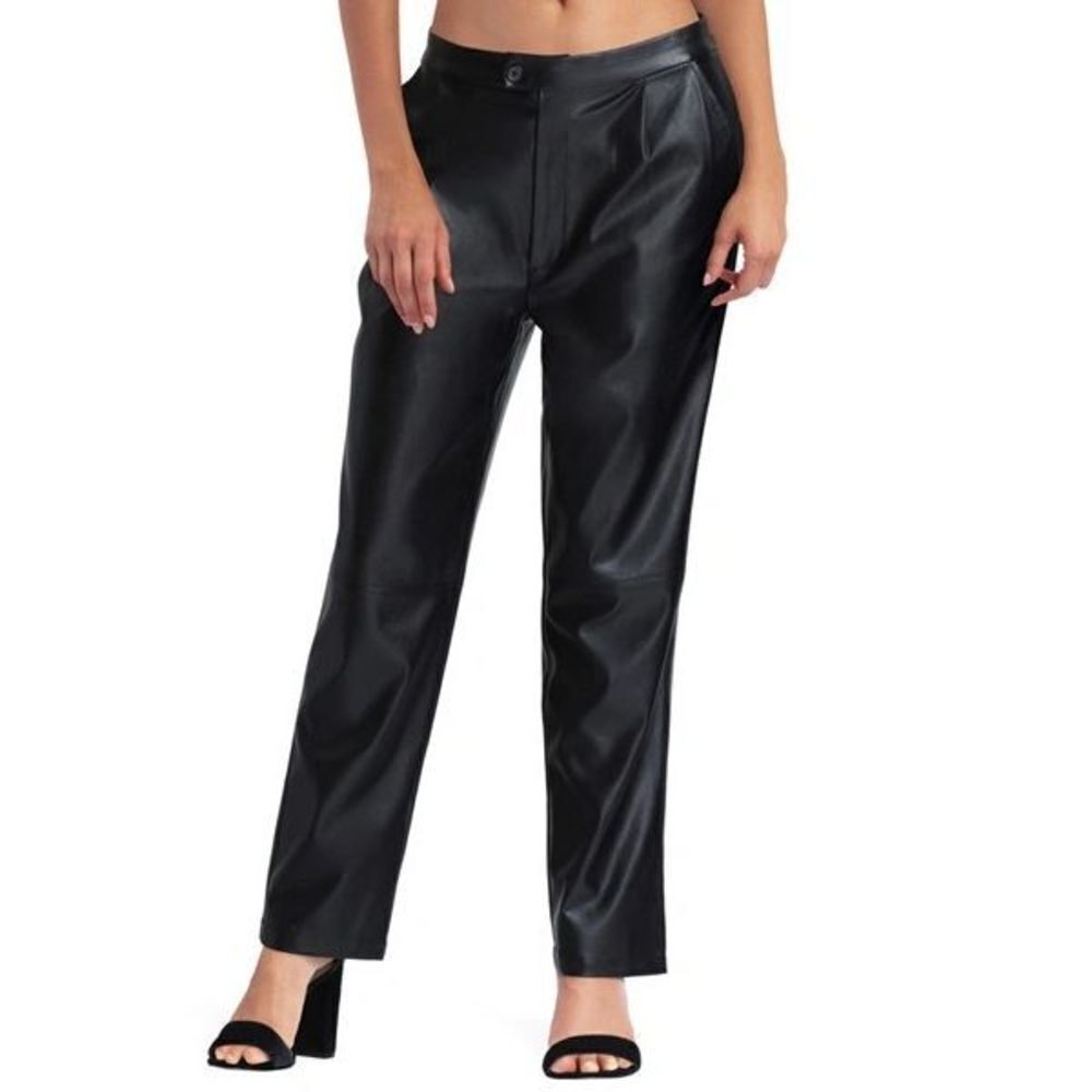NWT Halston Faux Leather Straight Leg‎ Pants Size M
